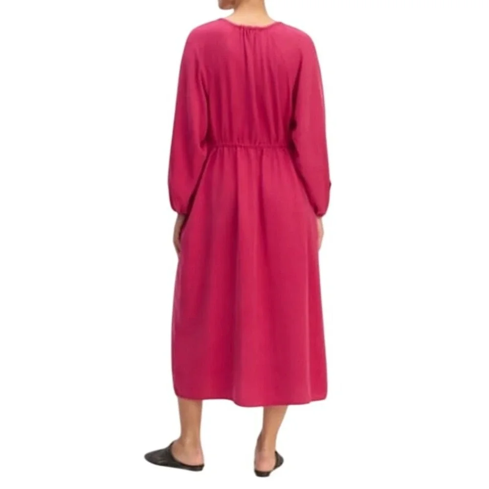 Everlane Tencel Gathered Maxi Dress L Pink Button Modest Oversized Quiet Luxury‎
